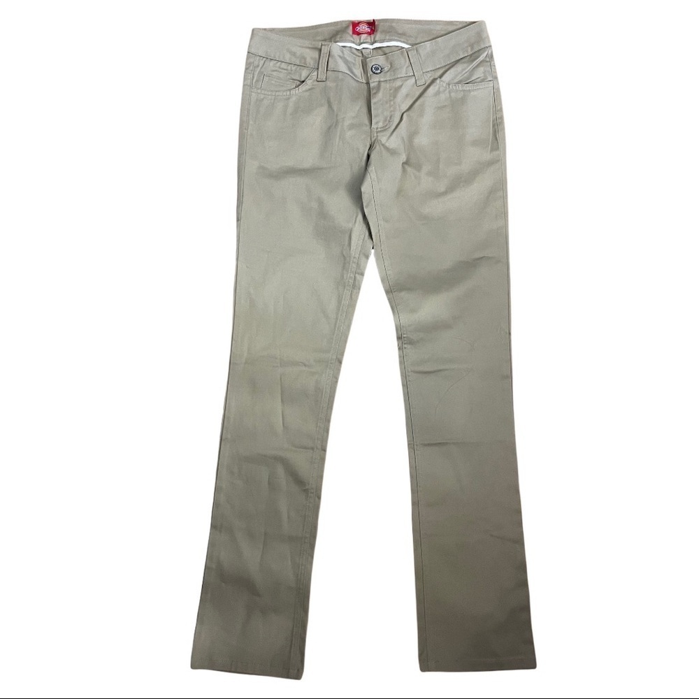 Dickies Girl 5 Pocket Classic Skinny HH 164 Low Rise Khaki Flat Front Pa…